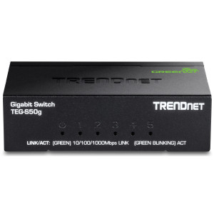 TRENDnet TEG-S50g 5-Port Unmanaged Gigabit Ethernet Switch, 5 Gigabit RJ-45 ports, GREENnet Technology
